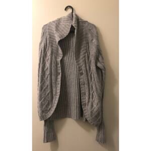 St. John Bay Women’s PXL Gray Cardigan Cable Knit Sweater Button